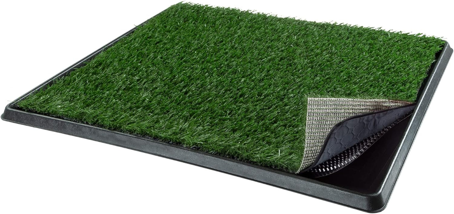 Artificial Grass Puppy Pee Pad for Dogs and Small Pets - 20X25 Reusable 4-Layer Training Potty Pad with Tray - Dog Housebreaking Supplies by