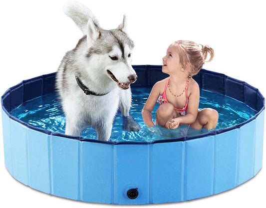 Foldable Dog Pool, Doggie Wading Pool for Puppy Small Medium Large Dogs Cats and Kids 48"