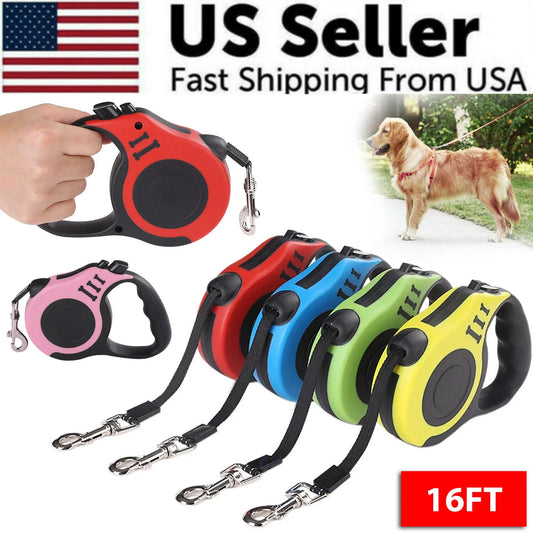 16.5FT Automatic Retractable Dog Leash Pet Collar 