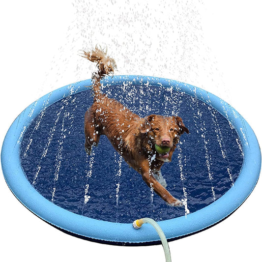 Dog Splash Pads, Foldable Collapsible Pet Bathtub f, Non Slip Water Activities Wading Pool, 67''