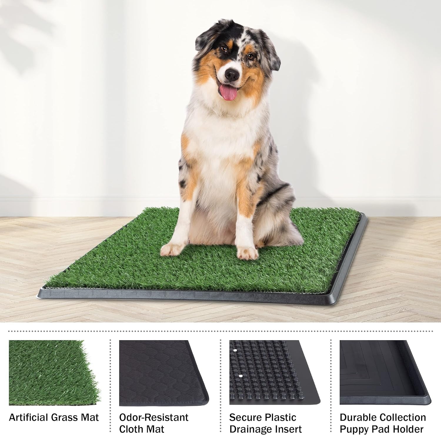 Artificial Grass Puppy Pee Pad for Dogs and Small Pets - 20X25 Reusable 4-Layer Training Potty Pad with Tray - Dog Housebreaking Supplies by