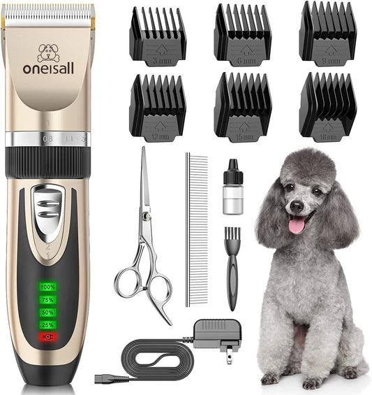 Dog Clippers Low Noise, 2-Speed Quiet Dog Grooming Kit Rechargeable Cordless Pet Hair Clipper Trimmer Shaver for Small and Large Dogs Cats Animals 