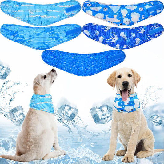 5 Pieces Dog Cooling Bandanas, Dog Cooling Neck Wraps Ice Scarf (M)